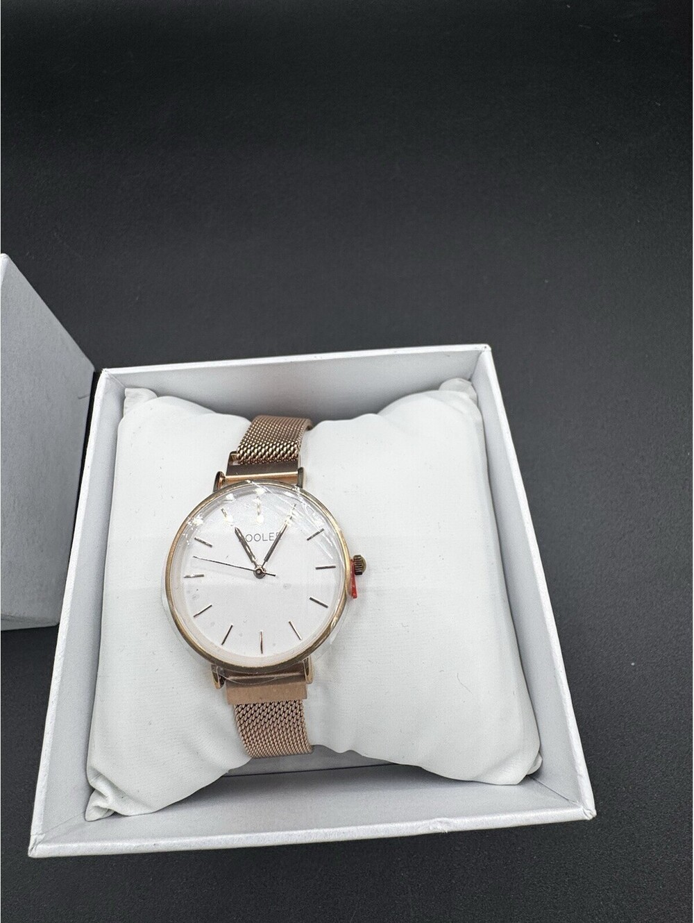 ROOLEE Peoria Mesh Watch Rose Gold White Dial Quartz New In Box NOS Minimalist